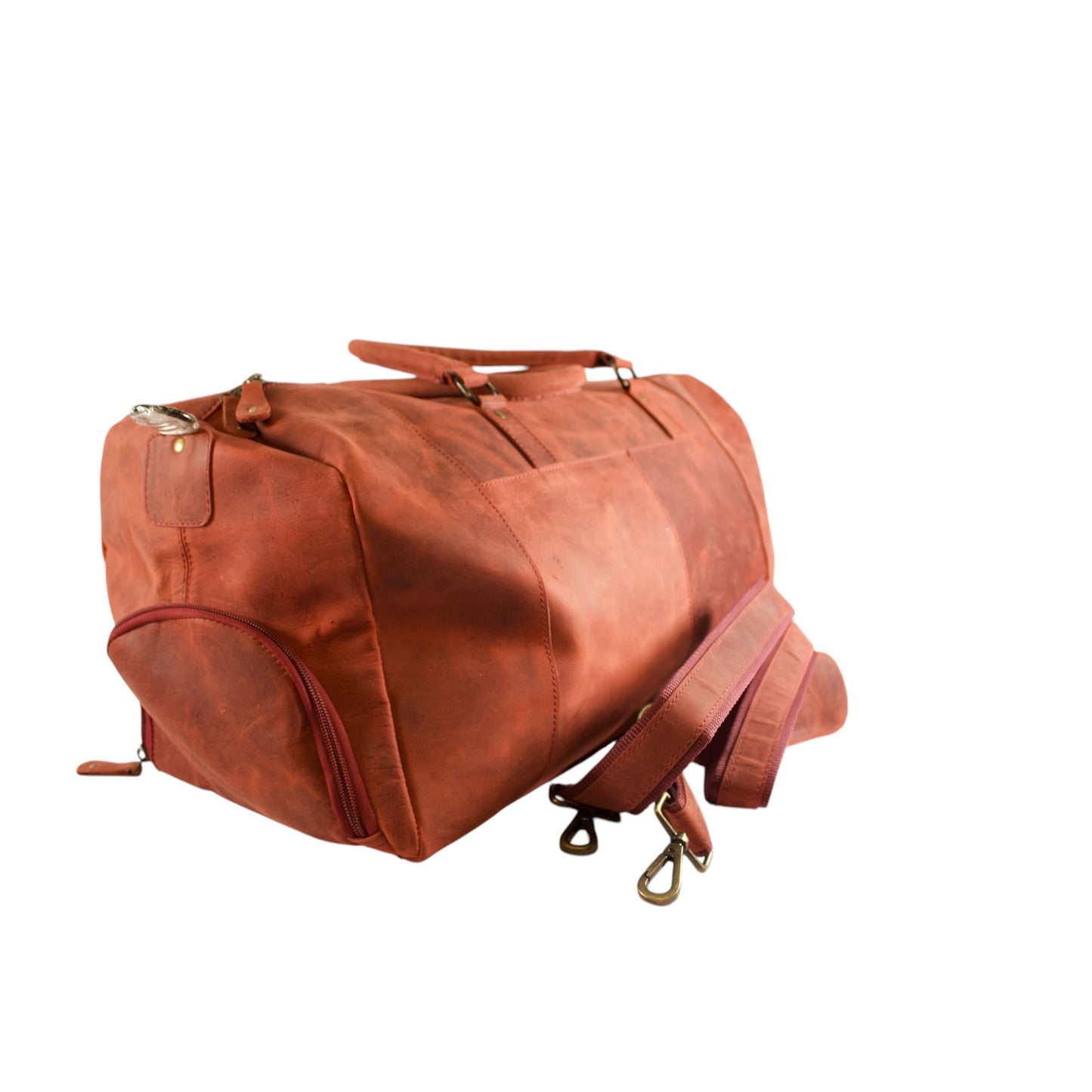 Forest Green Leather Duffle Bag for Men & Women | Handmade Full Grain Weekender Travel Bag