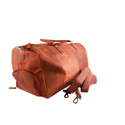 Forest Green Leather Duffle Bag for Men & Women | Handmade Full Grain Weekender Travel Bag