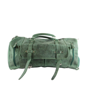 Forest Green Leather Duffle Bag for Men & Women | Handmade Full Grain Weekender Travel Bag
