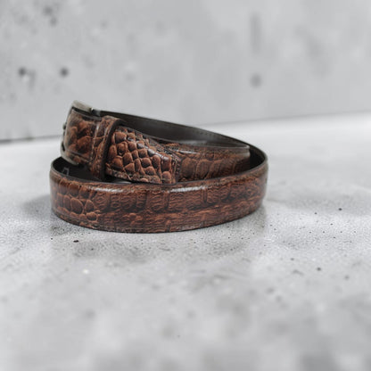 Premium Handmade Crocodile Embossed Leather Belt