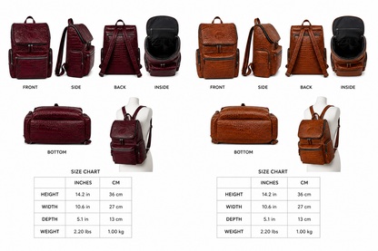Crocodile Embossed Leather Backpack