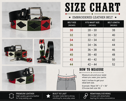 Handmade Western Embroidered Leather Belt
