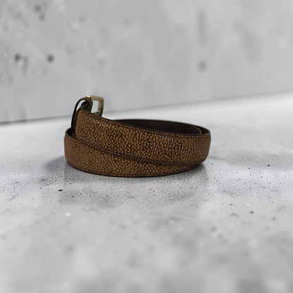 Men’s Pebbled Full Grain Leather Belt – Handmade Genuine Leather Casual & Dress Belt | Brown | 1.5” Width | Bufflet Leather