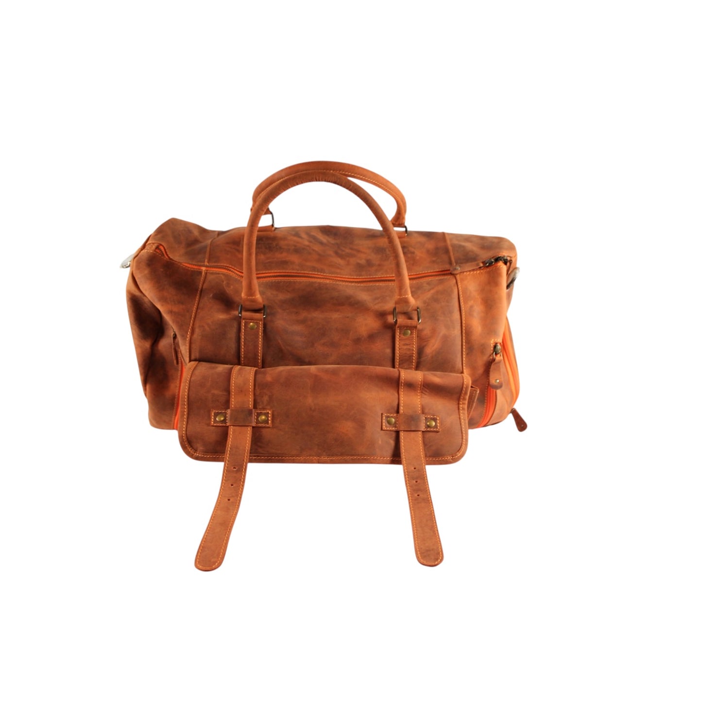 Forest Green Leather Duffle Bag for Men & Women | Handmade Full Grain Weekender Travel Bag