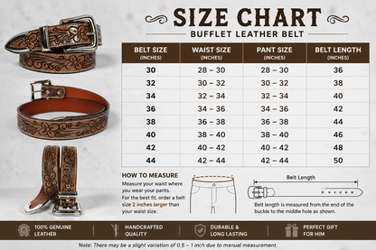 Premium Brown Western Belt with Silver Buckle