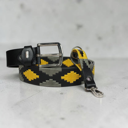 Western Embroidered Leather Belt  Black Mustard Yellow Gray