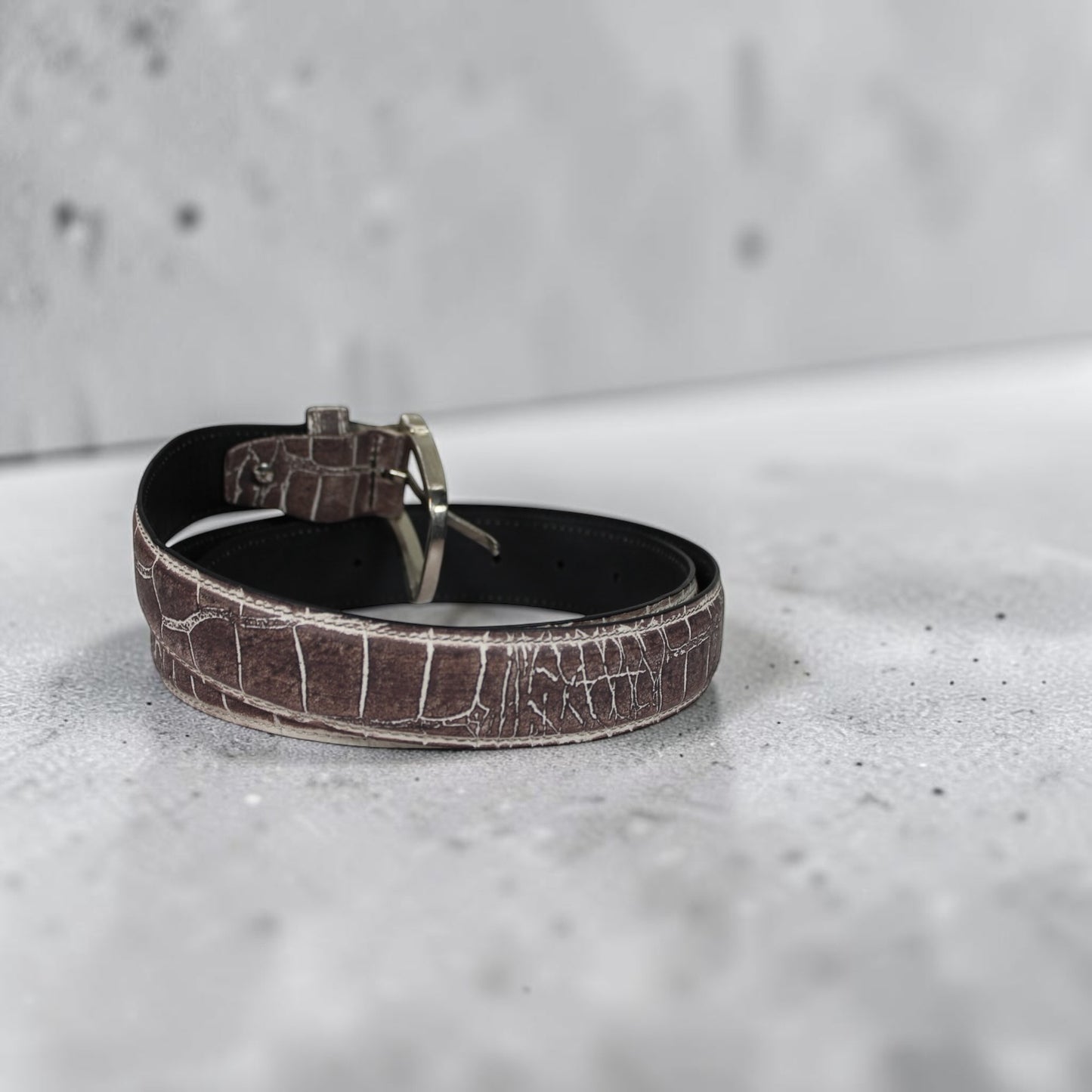 Men’s Crocodile Embossed Leather Belt | Bufflet Leather
