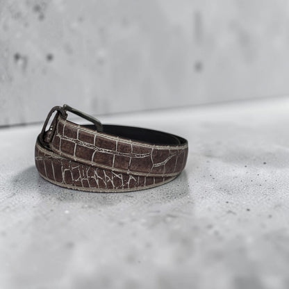 Men’s Crocodile Embossed Leather Belt | Bufflet Leather