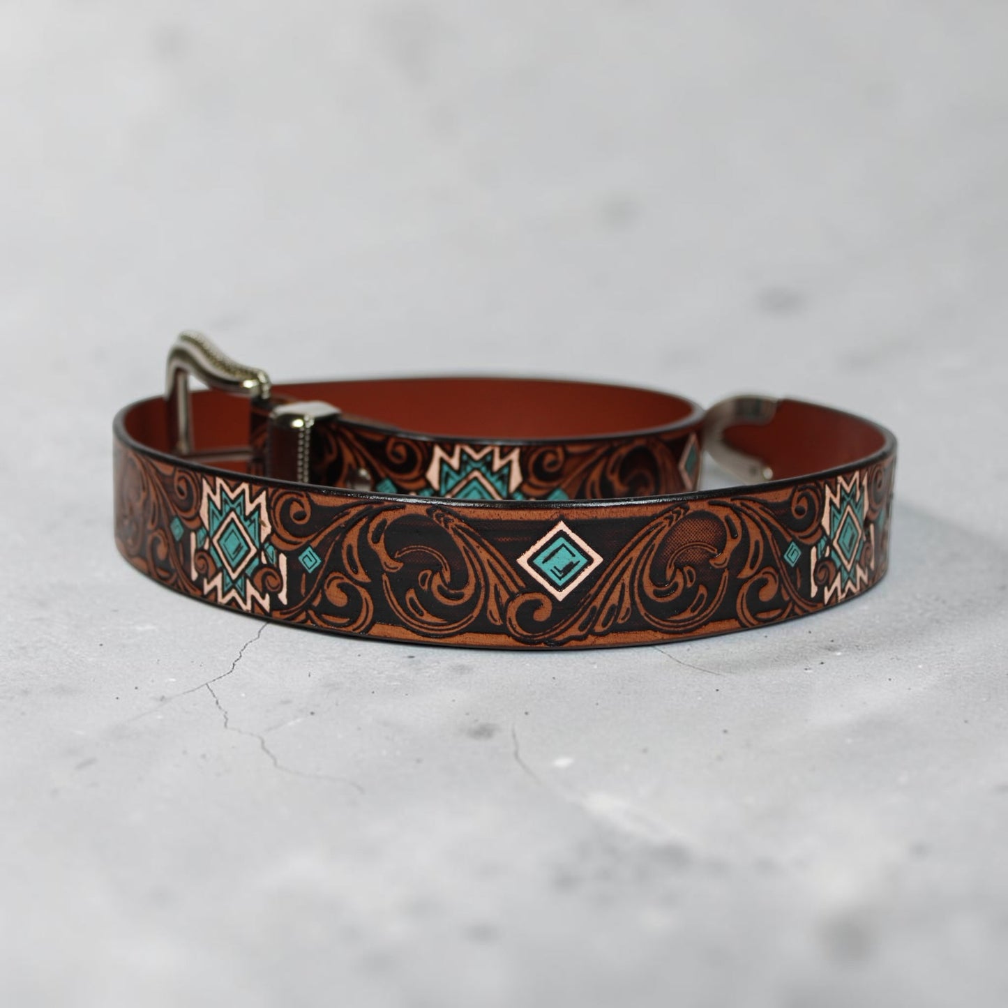 Southwestern Hand Tooled Leather Belt | Bufflet Leather