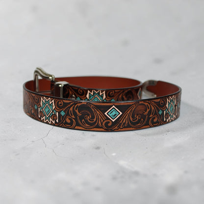 Southwestern Hand Tooled Leather Belt | Bufflet Leather