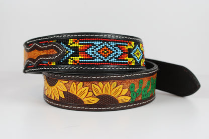 Bufflet Leather Sunflower Beaded Leather Belt