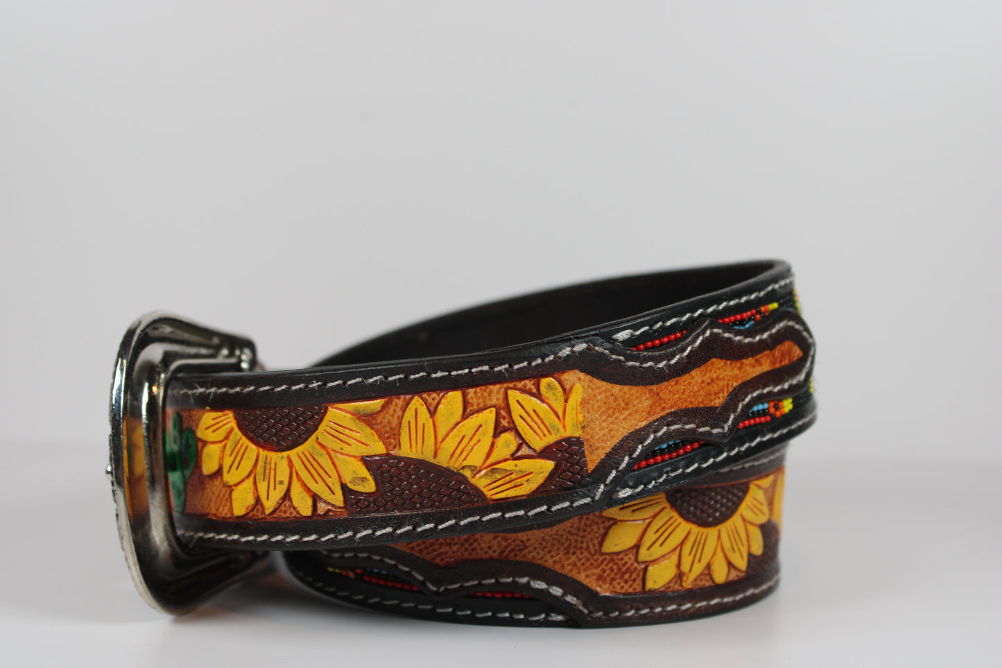 Bufflet Leather Sunflower Beaded Leather Belt