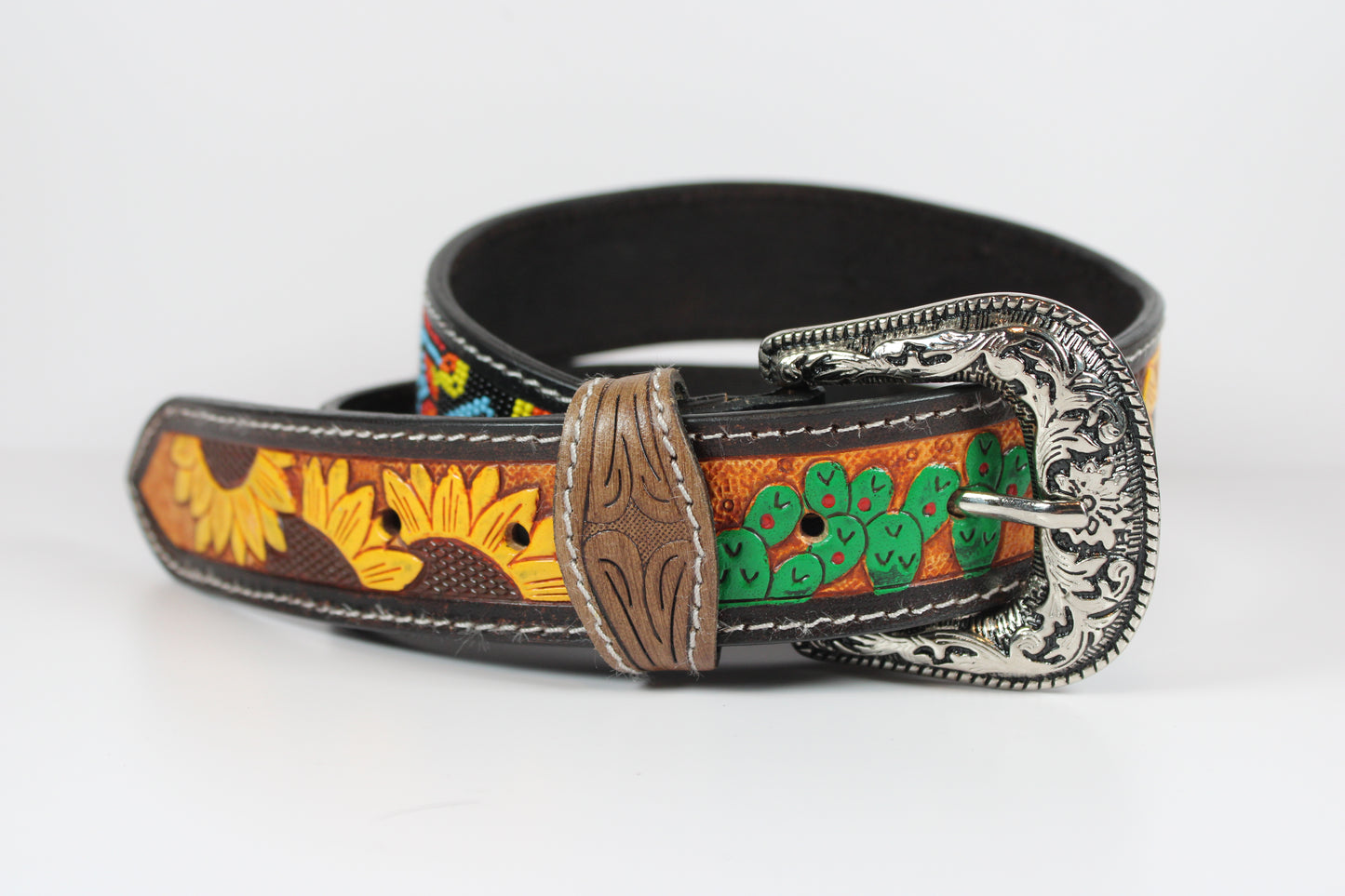 Bufflet Leather Sunflower Beaded Leather Belt