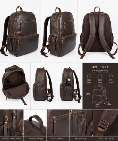Handmade Full Grain Leather Backpack for Men & Women – Vintage Laptop Travel Backpack | Bufflet Leather